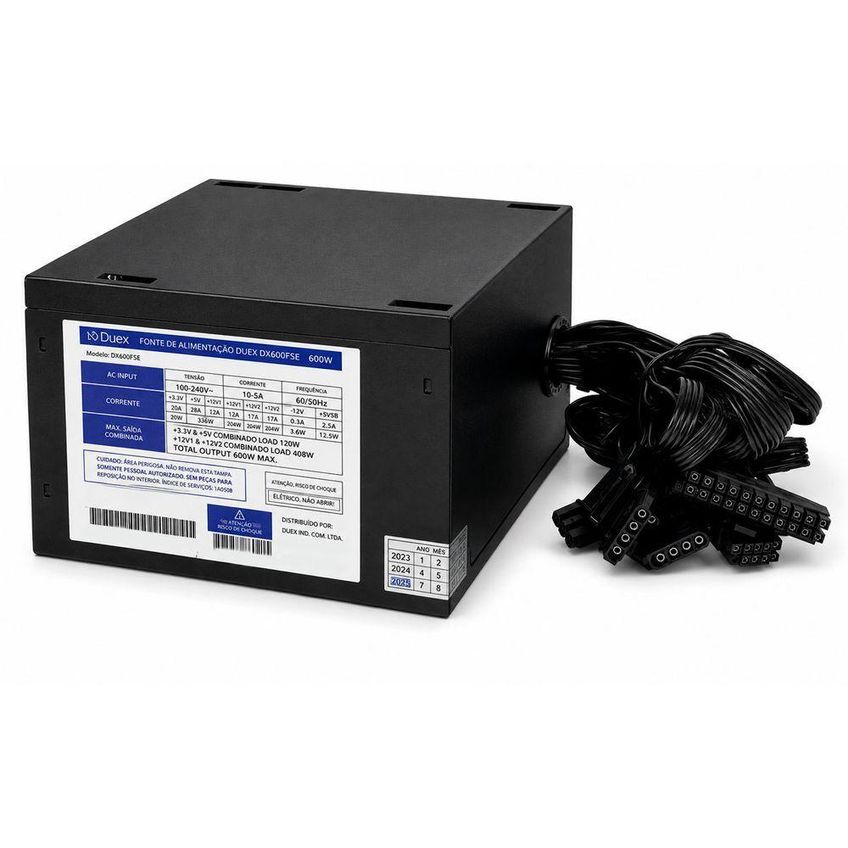 Fonte De Alimentacao ATX DX600FSE 600W Bivolt Manual Com Cabo Preto DUEX - imagem 4