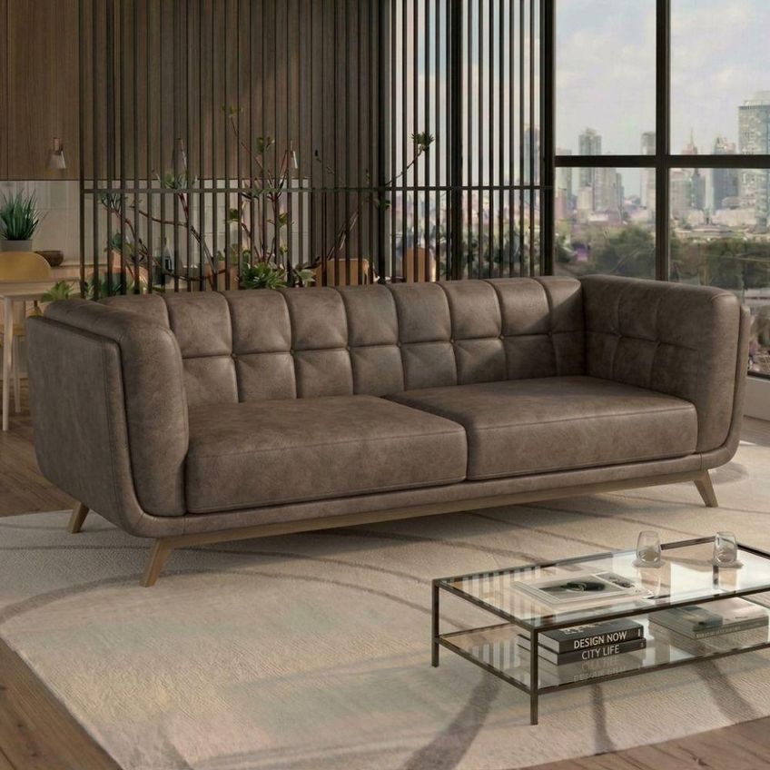 Sofa Living 2 Lugares Bellare 180 Cm Pes Madeira Courino Tcs 729 Moll - imagem 2