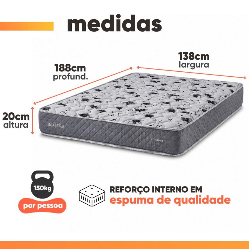 Cama Box Casal Double Face AG65 Eclipse 138x188x58cm Herval - Suporta Até 150kg Por Pessoa - imagem 4