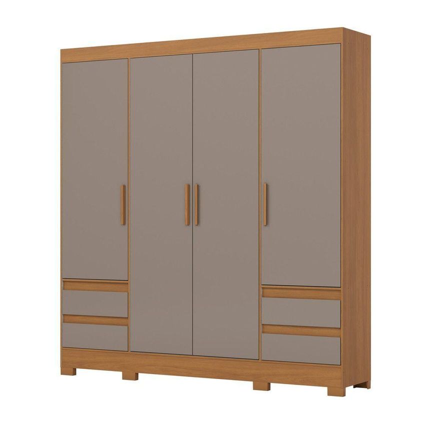 Guarda Roupa Casal B383 4 Portas 4 Gavetas Cinamomo-avelã Briz Móveis - imagem 2