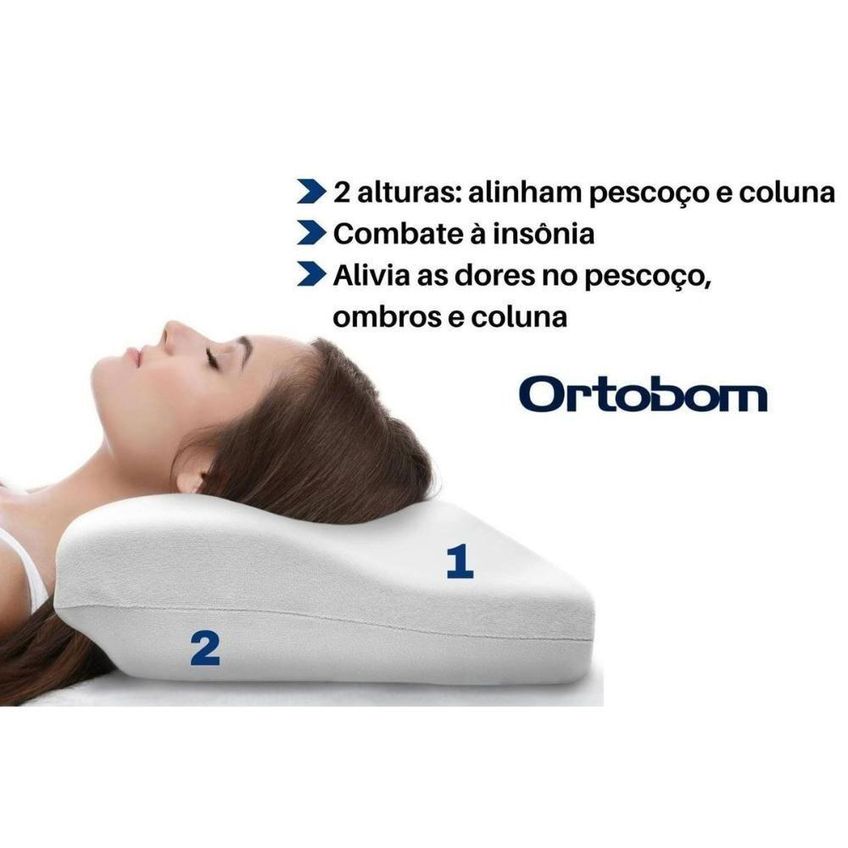 Kit 2 Travesseiros Viscoelástico Conforto Nasa 38x52cm Anatômico Ortobom - imagem 4