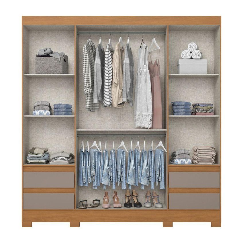 Guarda Roupa Casal B383 4 Portas 4 Gavetas Cinamomo-avelã Briz Móveis - imagem 4
