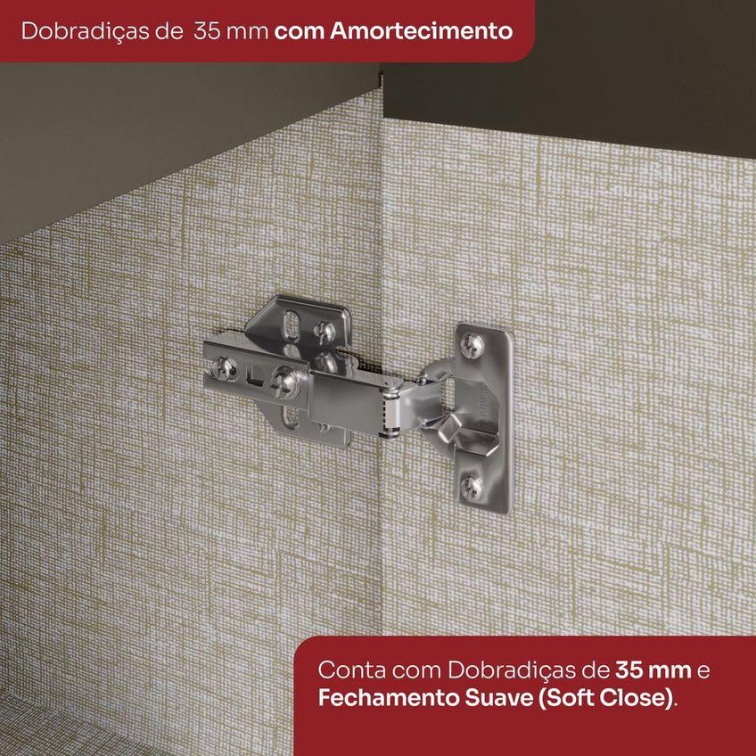 Cozinha Compacta 100% MDF 6 Peças Para Pia Com Cristaleira Lora 13 Portas 9 Prateleiras Casa 812 - imagem 4