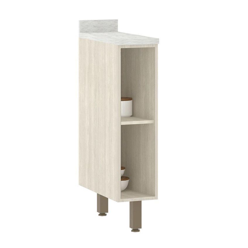 Balcão De Cozinha Linea 1 Porta 1 Prateleira MDP 20cm Amêndoa Luciane Móveis - imagem 3