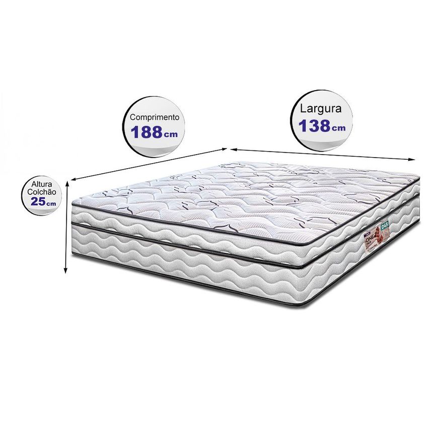 Colchão Casal Moderne 138x188x25 One Face Espuma D45 Branco Cama Inbox - imagem 3