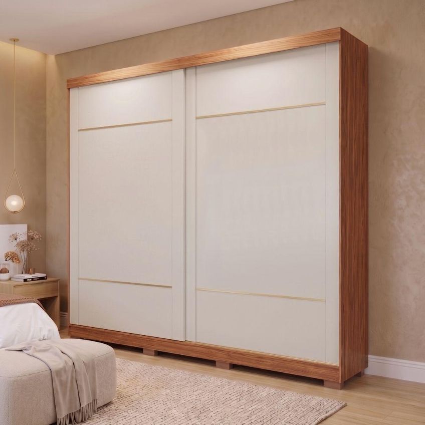 Guarda Roupa Casal Livia 2 Portas De Correr 4 Gavetas Mdf Madeir-off - imagem 4