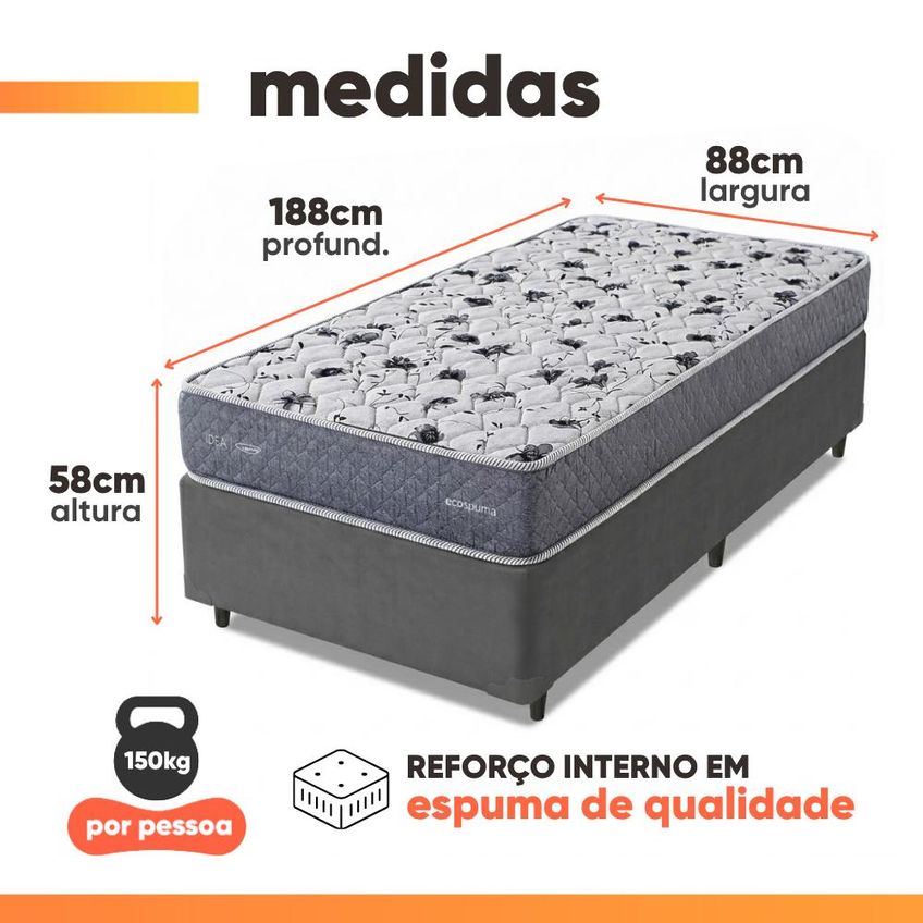 Cama Box Solteiro Double Face AG65 Eclipse 88x188x58cm Herval - Suporta Até 150kg - imagem 3