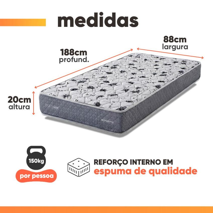 Cama Box Solteiro Double Face AG65 Eclipse 88x188x58cm Herval - Suporta Até 150kg - imagem 4