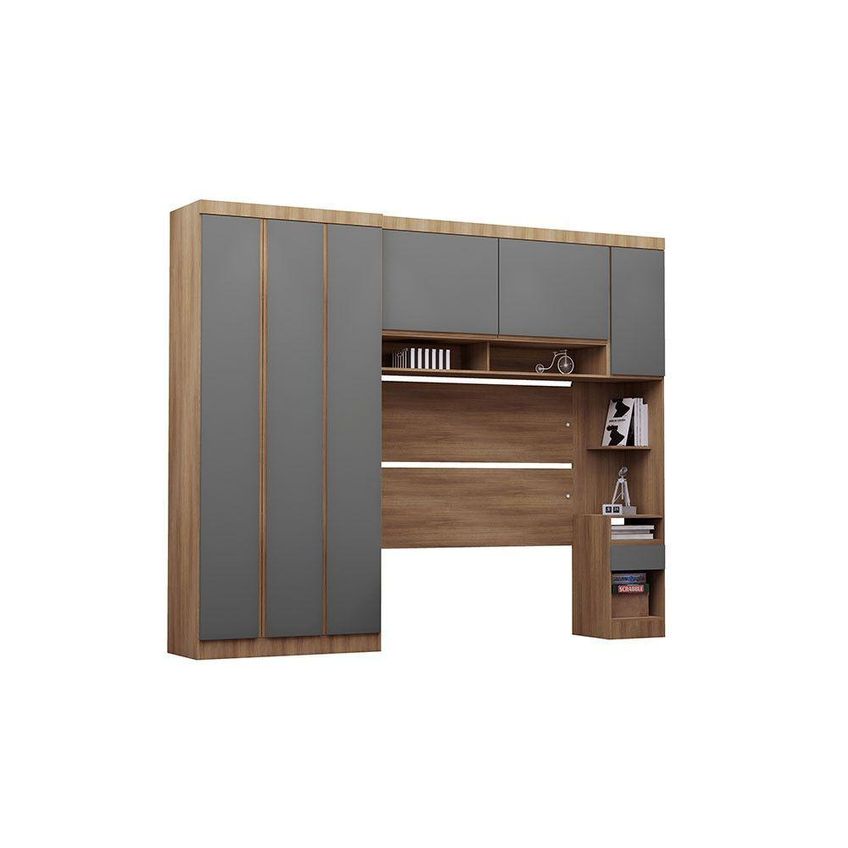Guarda Roupa Casal Modulado Veneza 6 Portas 3 Gavetas MDP Avelã PF Cinnamor PF Luciane Móveis - imagem 4