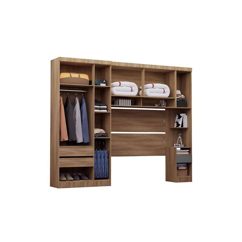 Guarda Roupa Casal Modulado Veneza 6 Portas 3 Gavetas MDP Avelã PF Cinnamor PF Luciane Móveis - imagem 5