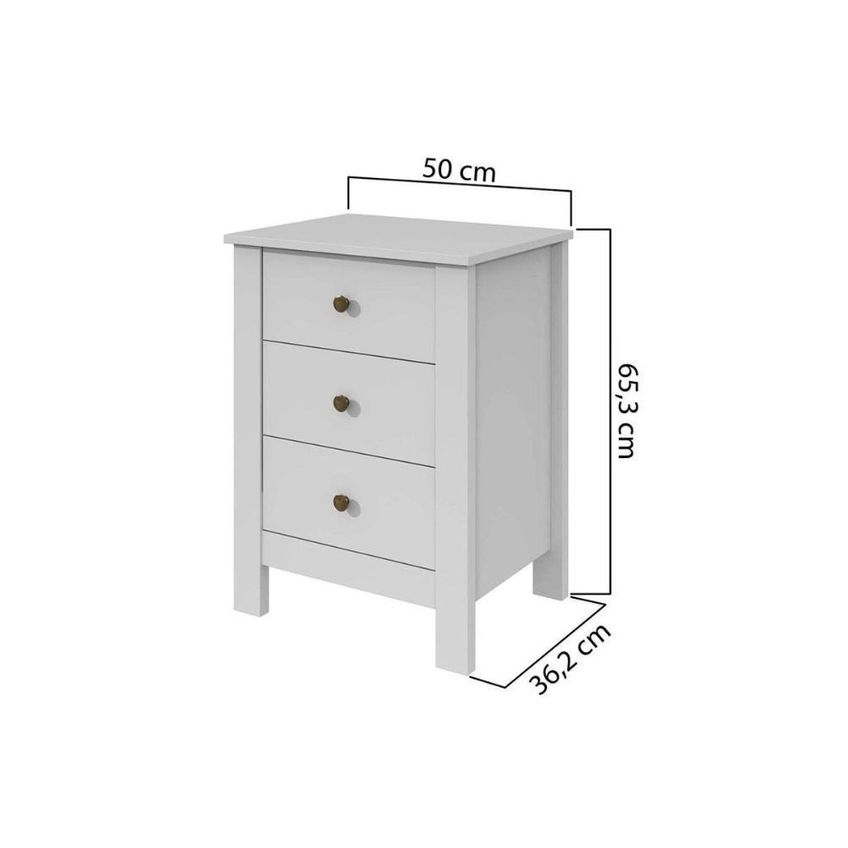 Mesa De Cabeceira Maggiore 3 Gavetas MDF-MDP Clássico Amêndoa Lopas - imagem 3