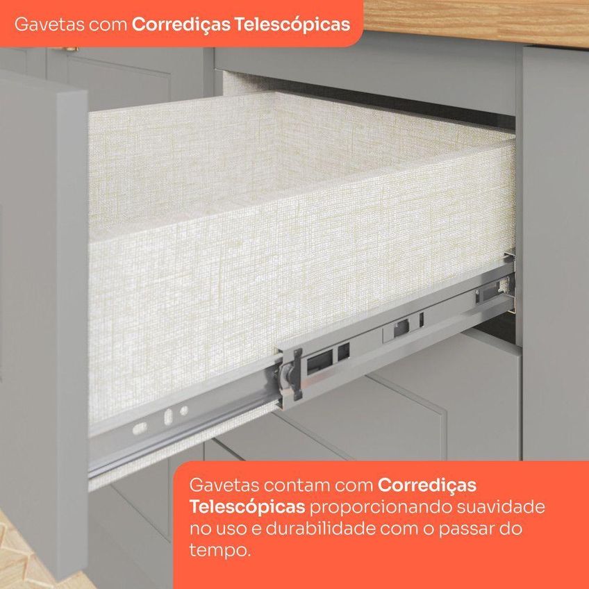 Balcão Amy Casa 812 2 Gavetas MDF 80cm Cinza Para Cozinha Casa 812 - imagem 5