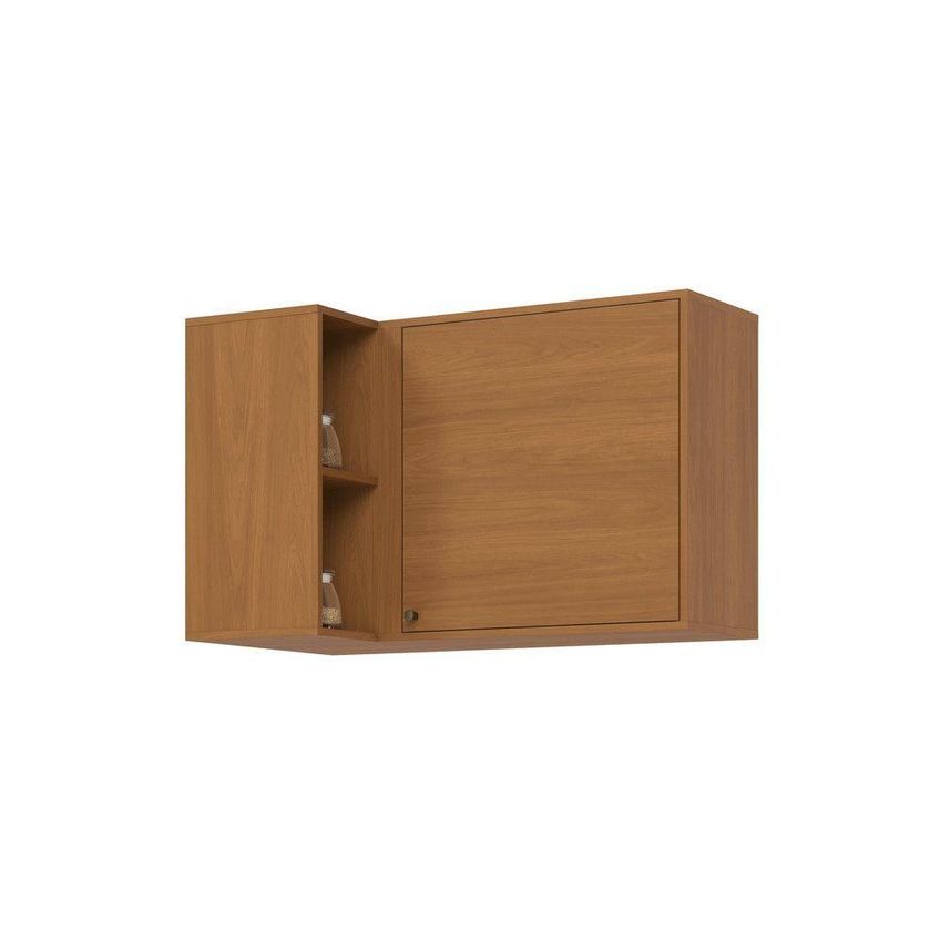 Aéreo De Canto Reto Para Cozinha Venaly 1 Porta Nicho Decorativo MDF-MDP 95cm Marrom Móveis Henn - imagem 4