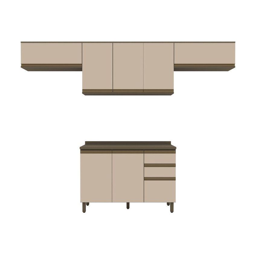 Cozinha Compacta Lora 8 Portas 2 Prateleiras MDF Duna Cristal Casa 812 - imagem 4
