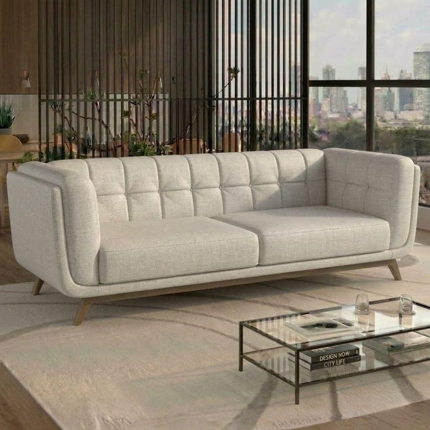 Sofa Living 2 Lugares Bellare 180 Cm Pes Madeira Linho Tcs 701 Moll - imagem 2