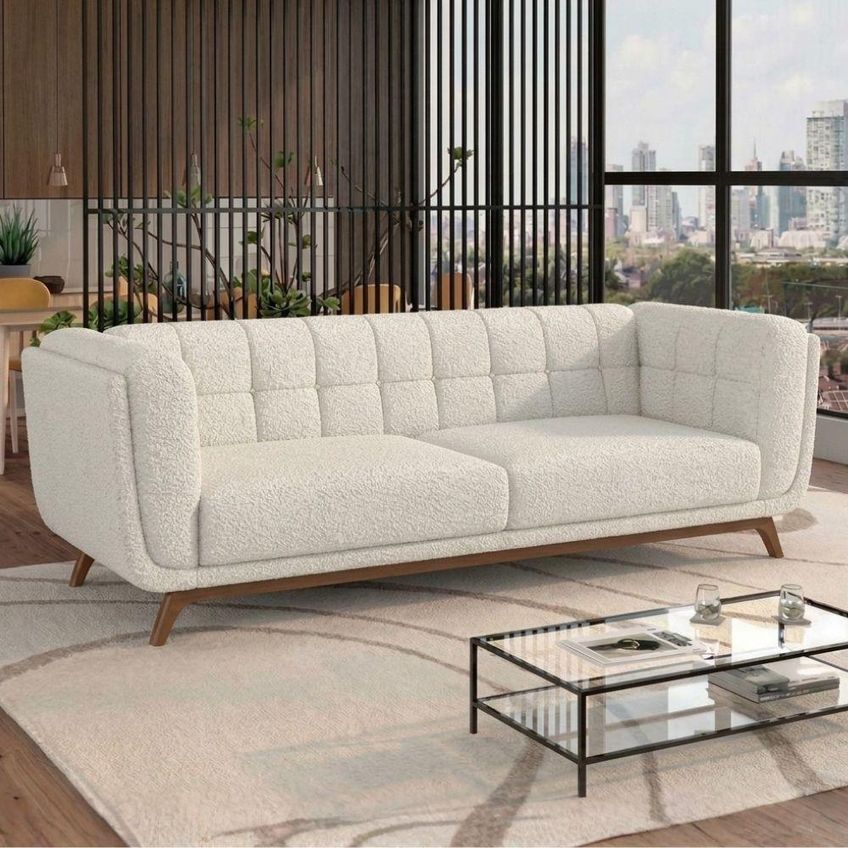 Sofa Living 2 Lugares Bellare 180 Cm Pes Madeira Boucle Tce 1010 Moll - imagem 2