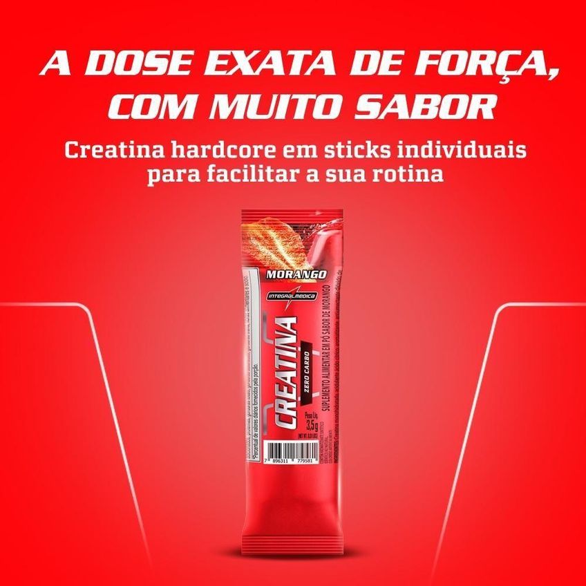 Suplemento Creatina Integralmédica Monohidratada 3,5g Morango Pó Stick Display 30 Unidades - imagem 5