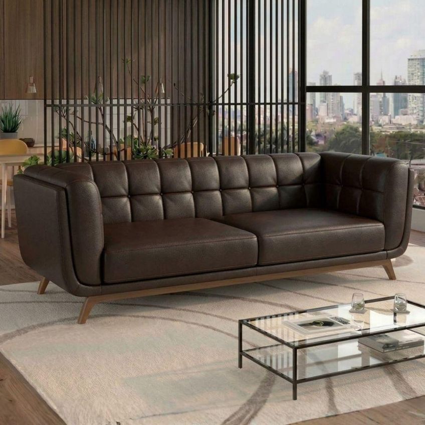 Sofa Living 2 Lugares Bellare 180 Cm Pes Madeira Courino Tcs 721 Moll - imagem 2