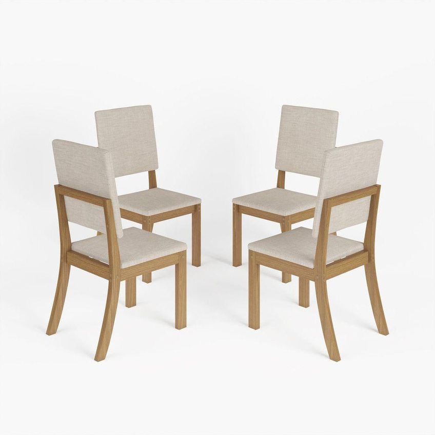 Conjunto Layla 4 Cadeiras Estofadas MDF-MDP Suede Bege Casa 812 - imagem 3