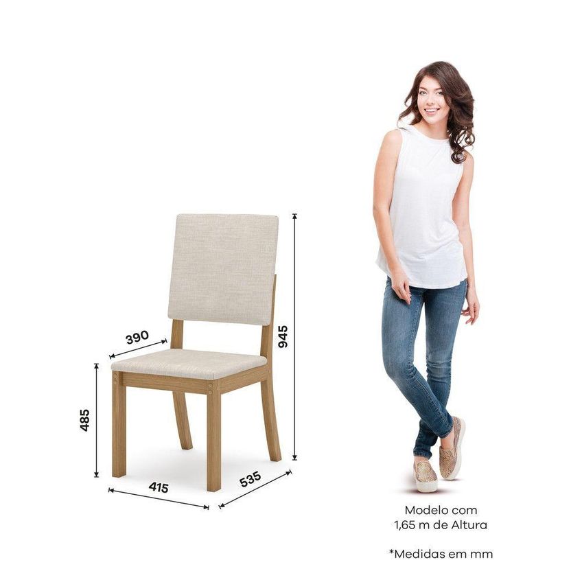 Conjunto Layla 4 Cadeiras Estofadas MDF-MDP Suede Bege Casa 812 - imagem 4