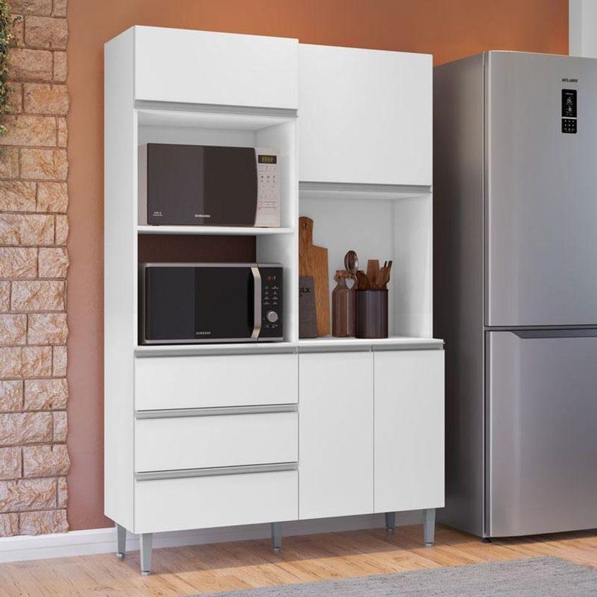 Armário Para Cozinha Kit Livia 120 Cm Branco Brilho - Ajl - imagem 3