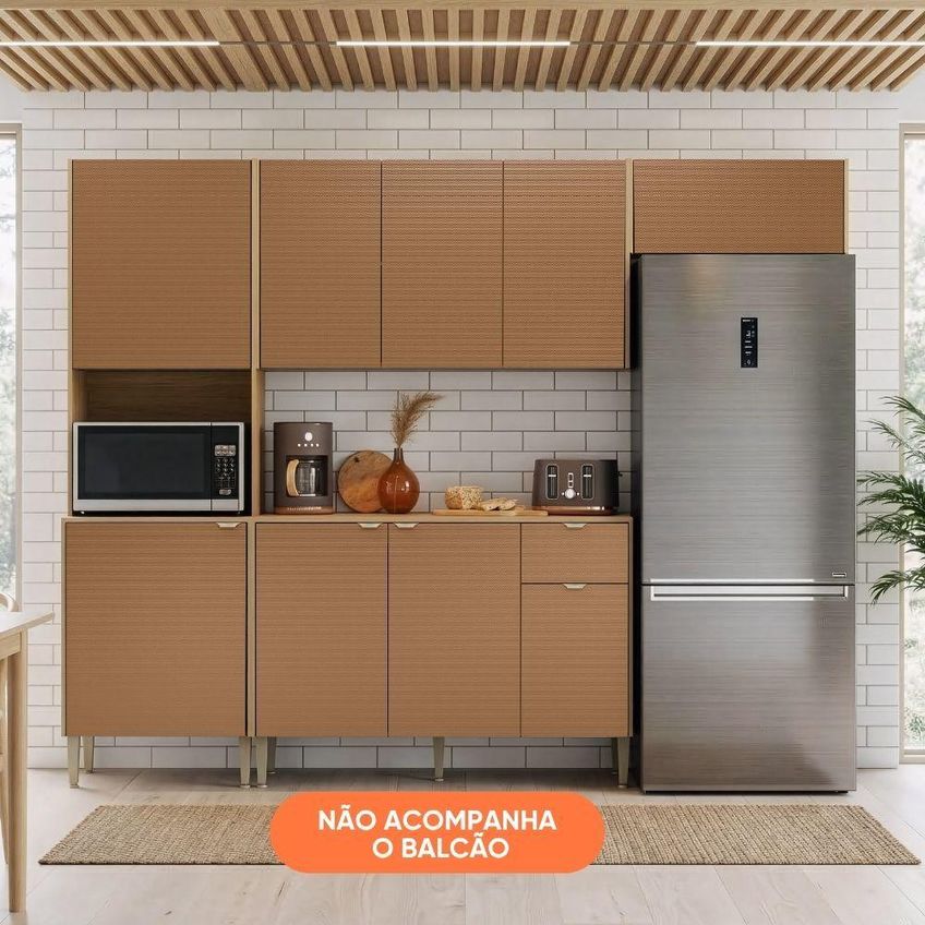 Cozinha Surya 6 Portas 1 Nicho Madeirado Caramelo - imagem 2