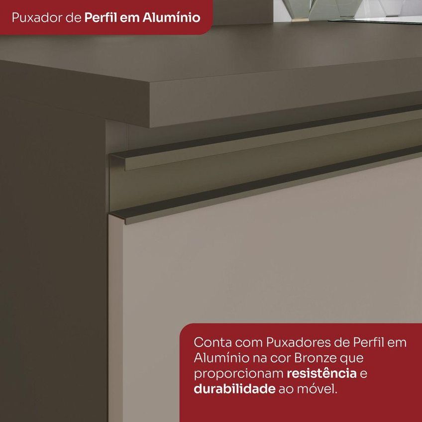 Cozinha Compacta 6 Peças Para Pia Lora 10 Portas MDF 260cm Marrom Casa 812 - imagem 3