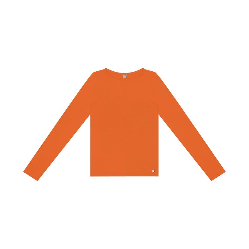 Blusa Feminina Manga Longa Básica Rovitex Laranja P - imagem 5