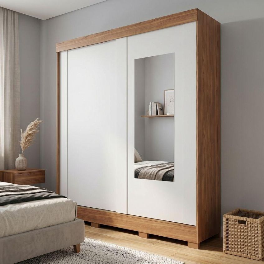 Guarda Roupa Casal Ilana 2 Portas De Correr 3 Gavetas MDF Madeir-off - imagem 3