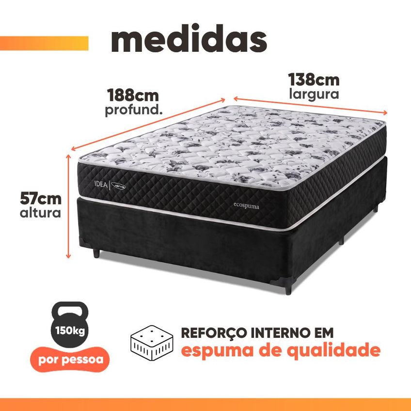 Cama Box Casal Espuma AG65 Double Face Belga 138x188x57cm Herval - Suporta Até 150kg Por Pessoa - imagem 3