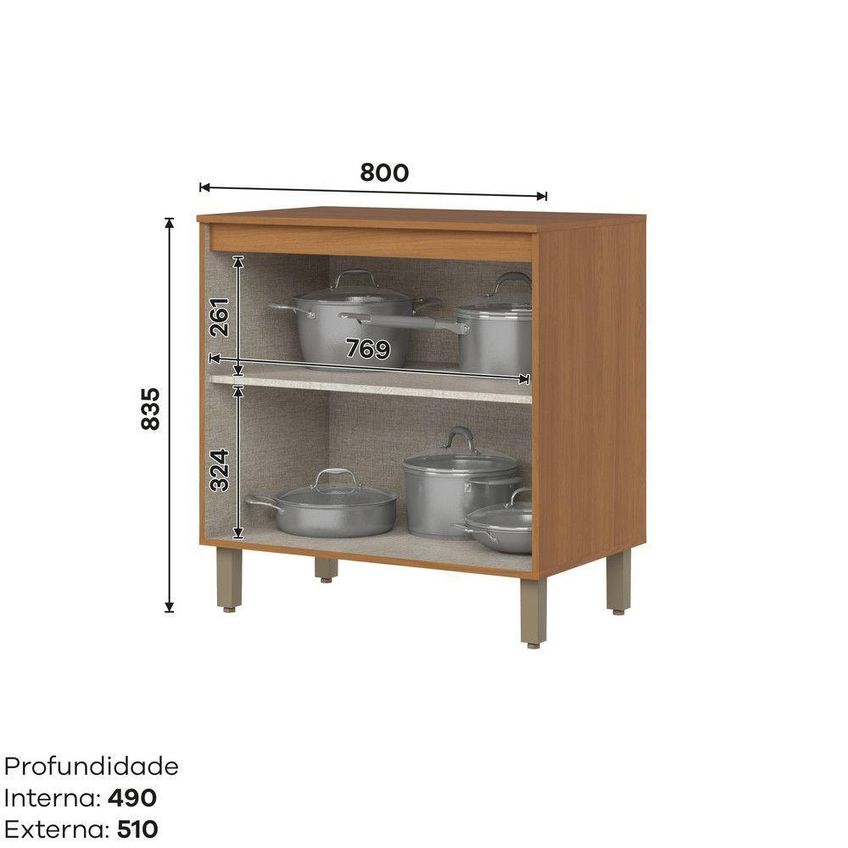 Balcão De Cozinha Venaly 2 Portas 80cm Cinamomo Off White Móveis Henn - imagem 4