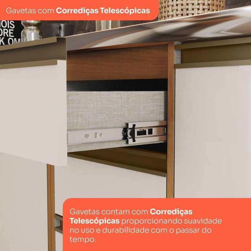 Balcão De Cozinha Venaly 2 Portas 80cm Cinamomo Off White Móveis Henn - imagem 5