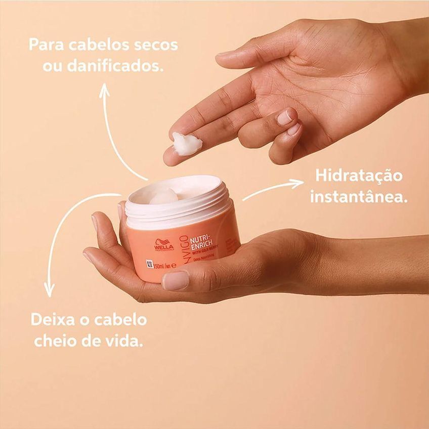 Kit Máscara Capilar Invigo Nutri Enrich Tratamento Intensivo Cabelos Secos Wella 2 Unidades 150ml - imagem 3