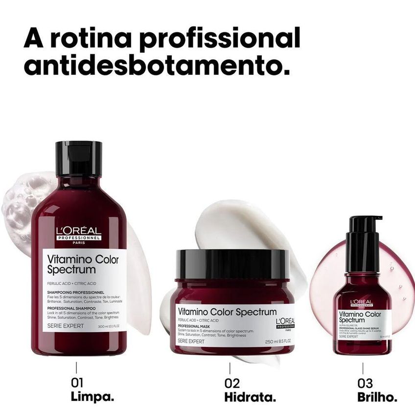 Máscara Capilar Vitamino Color Spectrum Cor Viva Brilho Espelhado 250ml L'Oréal Paris - imagem 3