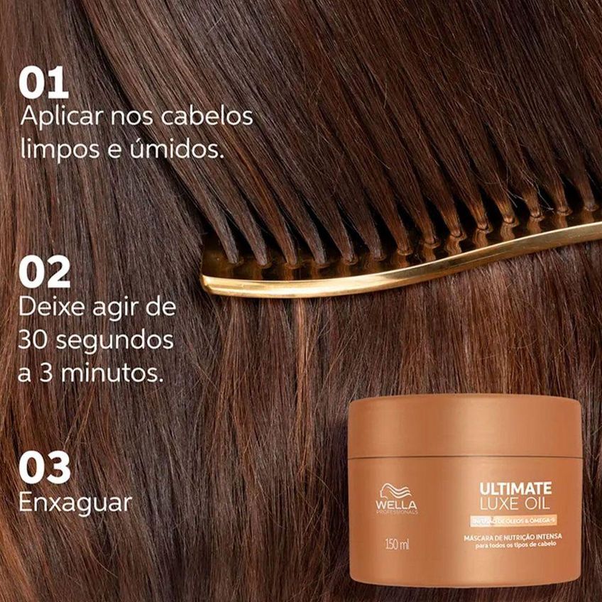 Máscara Capilar Ultimate Luxe Oil Nutrição Profunda 500ml Wella - imagem 3