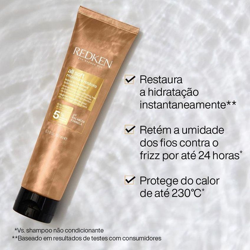 Kit De Tratamento Capilar All Soft Hidratação Profunda Transparente Redken 1l 500ml 150ml - imagem 3