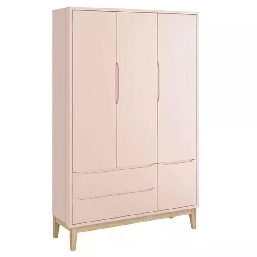 Conjunto De Quarto Classic Com Guarda Roupa E Berço E Cômoda E Colchão 3 Portas 2 Gavetas Mdf Rosa - imagem 4