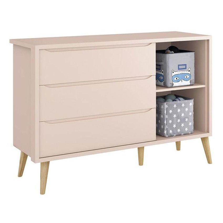 Conjunto De Quarto Theo 3 Portas 2 Gavetas Mdf 133cm Rosa - imagem 4