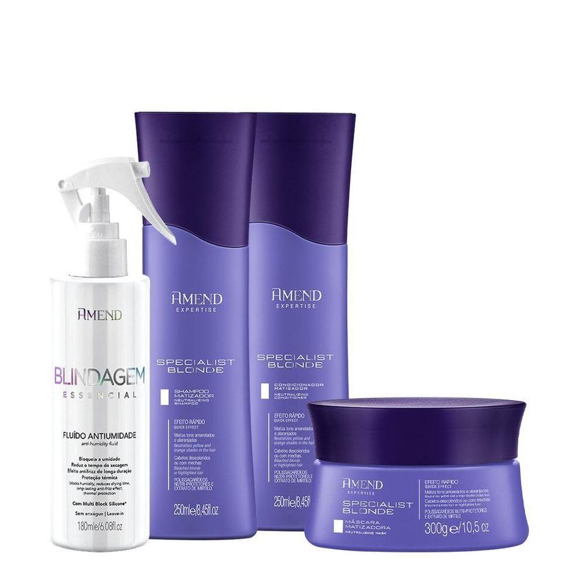Kit De Tratamento Capilar Specialist Blonde Shampoo Condicionador Máscara E Fluído Multicolorido - imagem 5