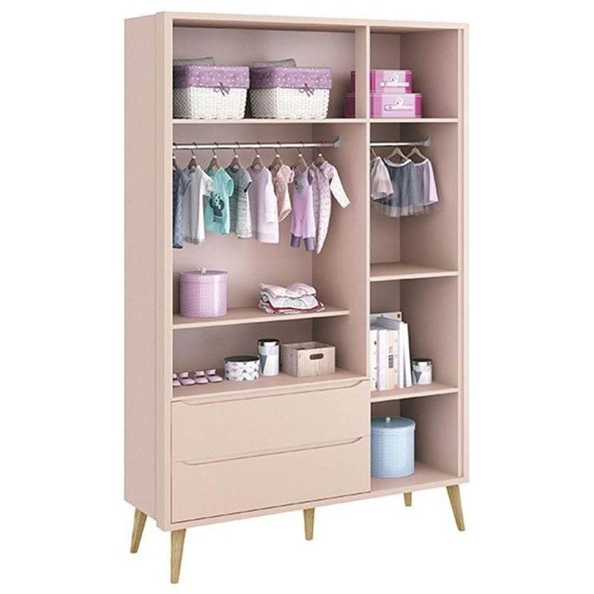 Conjunto De Quarto Theo 3 Portas 2 Gavetas Mdf 133cm Rosa - imagem 5