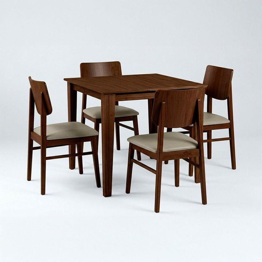 Conjunto De Mesa Com 4 Cadeiras 4 Lugares Tampo Em Madeira Encosto Em Courino 80cm Ágape - imagem 2