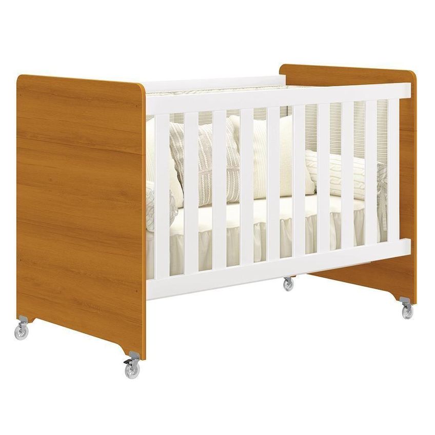 Dormitório Infantil Zaki Guarda Roupa Cômoda E Berço 4 Portas 3 Gavetas MDF Branco Fosco-Savana - imagem 5