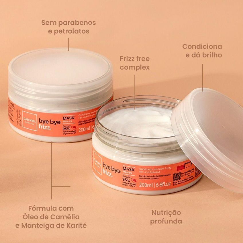 Kit De Tratamento Capilar Bye Frizz Home Care E Final Style Oil Antifrizz Cadiveu 250ml 200ml 30ml - imagem 2