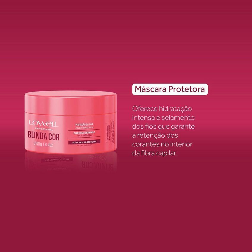 Kit Tratamento Capilar Blinda Cor Shampoo 240ml E Máscara 240g Lowell - imagem 3