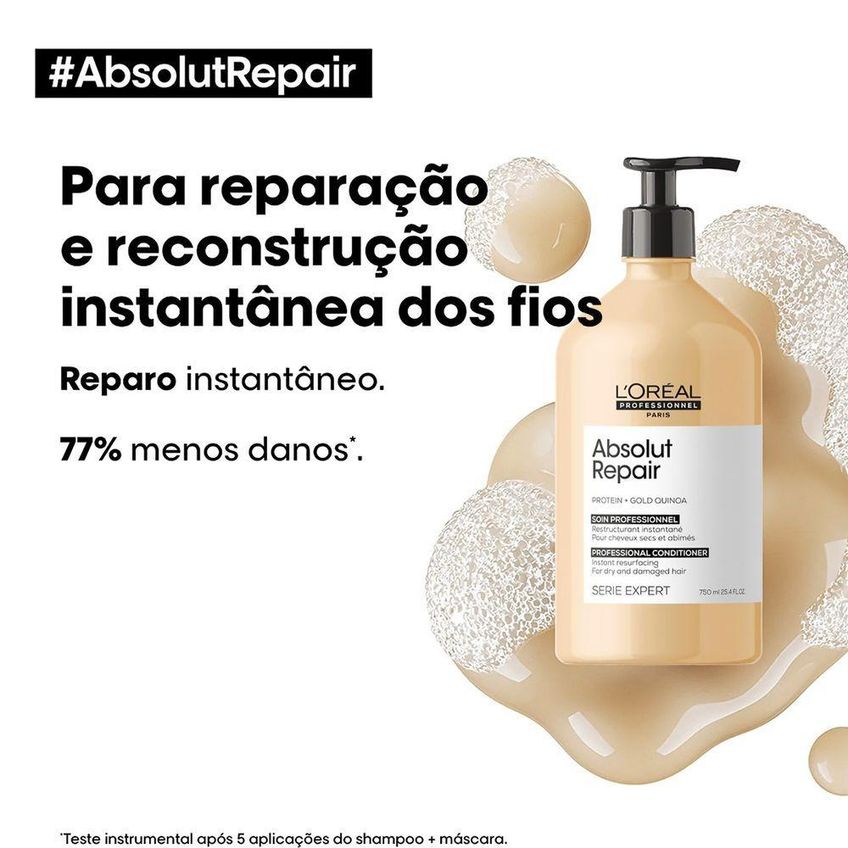 Kit De Tratamento Absolut Repair Gold Quinoa Protein Duo Para Cabelos Danificados L'Oréal Paris - imagem 2