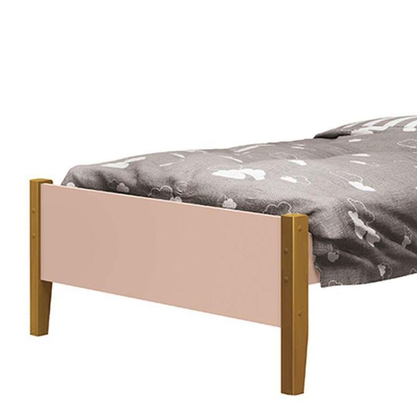 Cama Solteiro Simba Com Pés Amadeirado E Colchão D20 MDF Reller Móveis - imagem 2