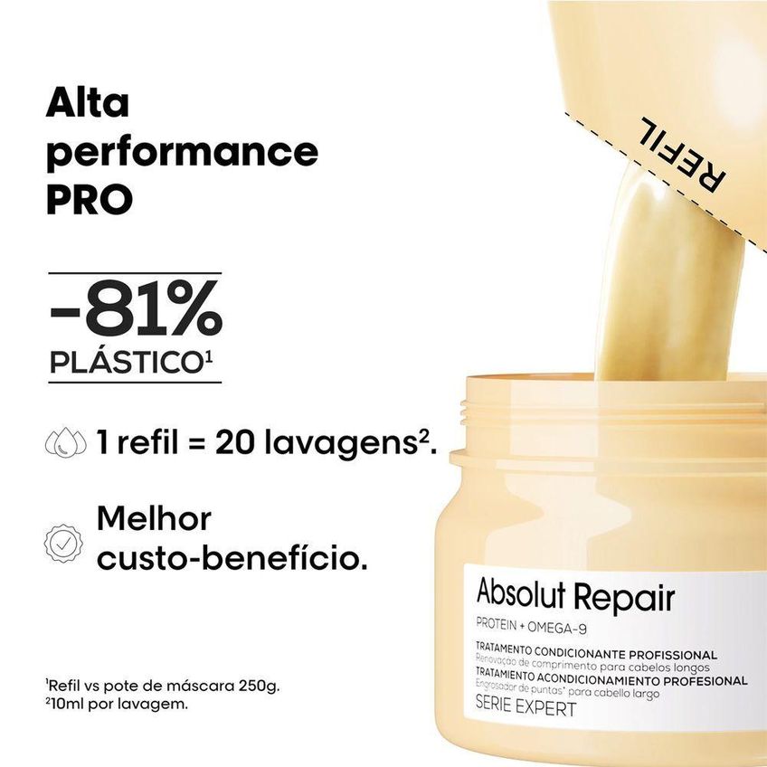 Kit De Tratamento Capilar Absolut Repair Máscara Extra Refil Reconstrução Intensa 250g E 200g - imagem 3