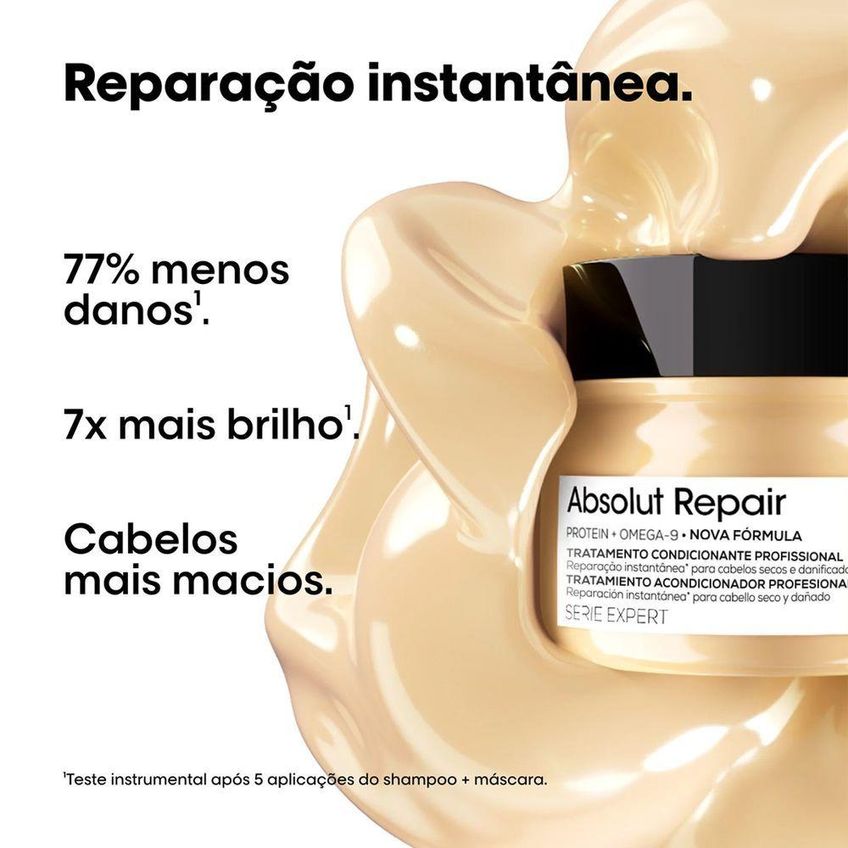 Kit De Tratamento Capilar Absolut Repair Máscara Extra Refil Reconstrução Intensa 250g E 200g - imagem 4