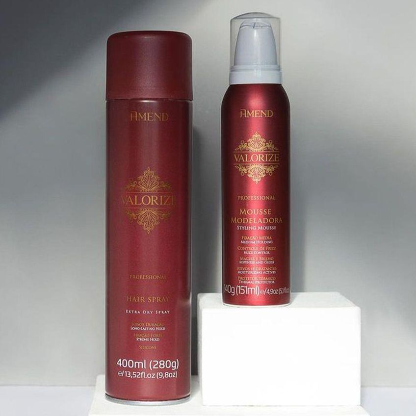 Kit De Produtos Para Cabelo Valorize Mousse E Spray Fixador Forte Multicolorido Amend Cosméticos - imagem 2