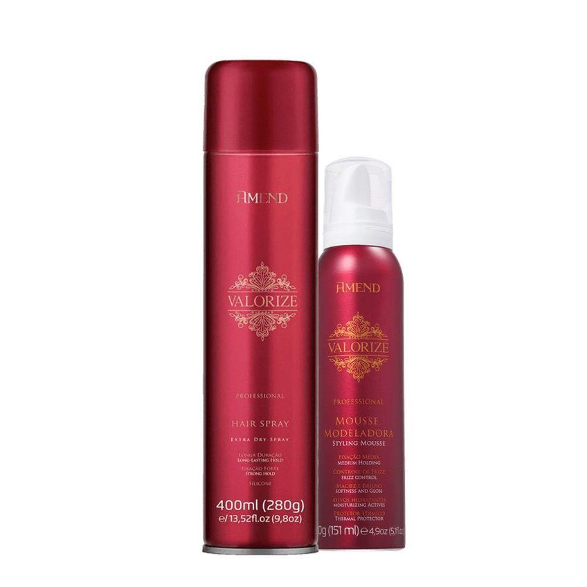 Kit De Produtos Para Cabelo Valorize Mousse E Spray Fixador Forte Multicolorido Amend Cosméticos - imagem 3